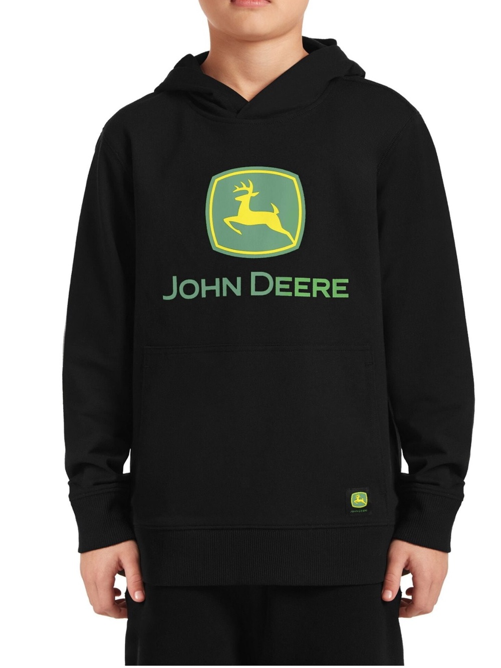 JOHN DEERE BOYS YOUTH SIZE XXL(18) BLACK CORE JD LOGO COTTON BLEND HOODIE NWT